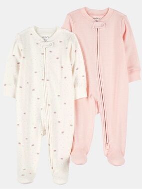4 Pack Carter's 2-Way Zip Footed Onesies (NB)